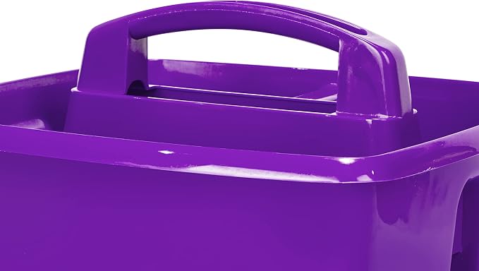Storex 3-Compartment Small Craft Caddy – Multipurpose Classroom Organizer with Handle, Purple, 6-Pack (00944C06C)