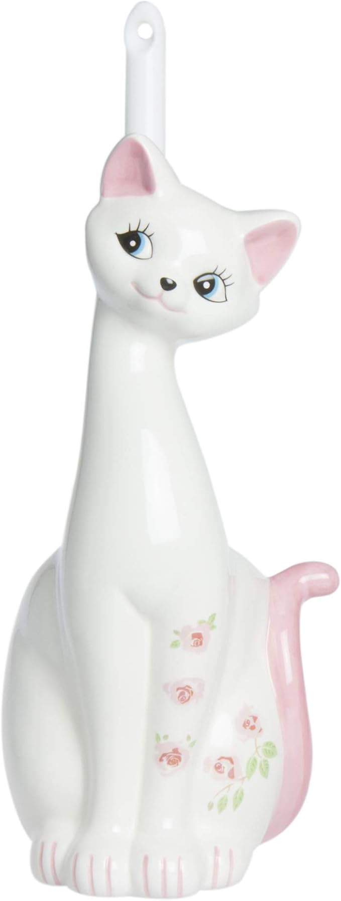 Sunart SAN1708 Cute Miscellaneous Goods Lovely Pottery Cat Toilet Brush Stand with Toilet Brush 5.1 inches (13 cm) Width Pink