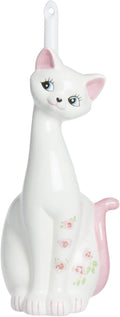 Sunart SAN1708 Cute Miscellaneous Goods Lovely Pottery Cat Toilet Brush Stand with Toilet Brush 5.1 inches (13 cm) Width Pink