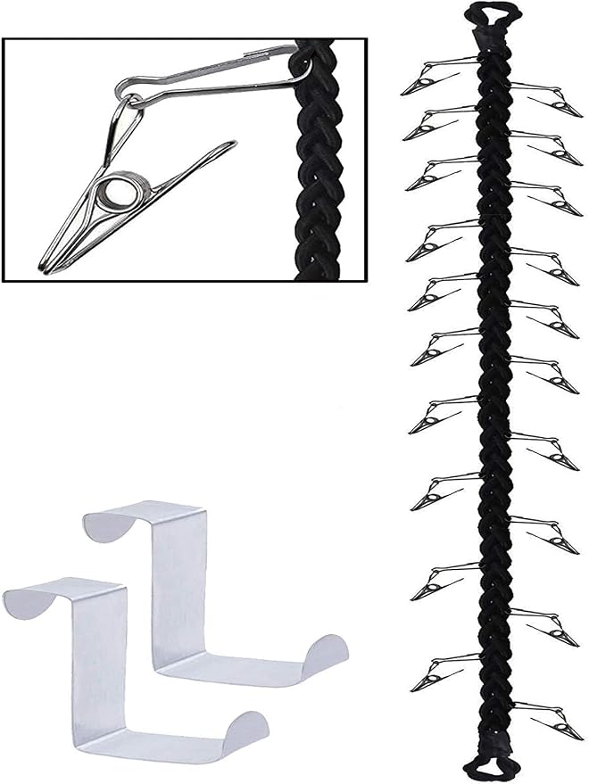 Over Door Hanging Storage Chain with 20 Stainless Steel Clips, Toy Storage Chain Multipurpose Baseball Cap Organizer Hat Holder for Your Toys, Sun Visors, Hats, Cap, Scarves, Gloves, towel, etc.