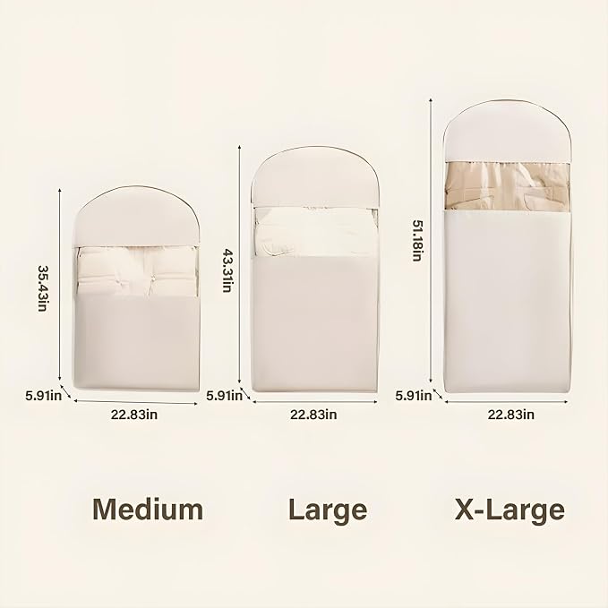 Hanging Garment Bag with Self Compression Zipper, Translucent Suit Bags Dust Cover Clothes Bags for down Coat, Jackets, Shirts and Sweater (Gray, X-Large)