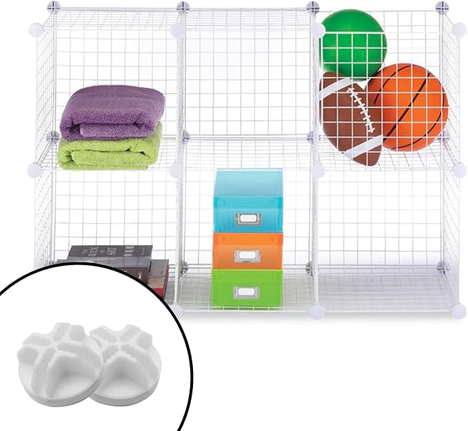 30 Pcs Wire Cube Connectors for Modular Storage Shelving (White) | Durable ABS Plastic, 8-Slot Multi-Directional Design, Fits 3.5mm Panels, Reusable Connectors, for Wire Cube Shelving