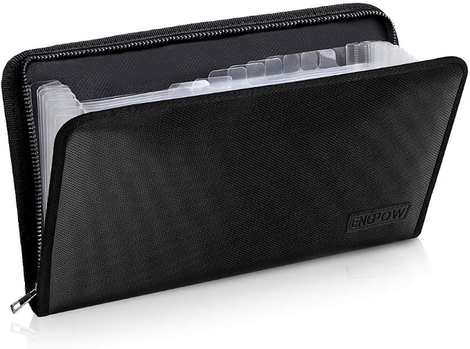 ENGPOW Receipt Coupon Organizer, Fireproof 13 Pockets Accordian Folder | Expanding File Organizer with Labels,Portable Money Storage Holder,Home Office Travel Supplies,A5 Size,(11.4" x 6.7")