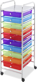 Whitmor 10 Drawer Rolling Craft Storage Cart, Plated Metal Frame for Crafting, Sewing, Crafts, Office, Home Storage,15.25“L x 13.50"W x 35.25"H, Chrome