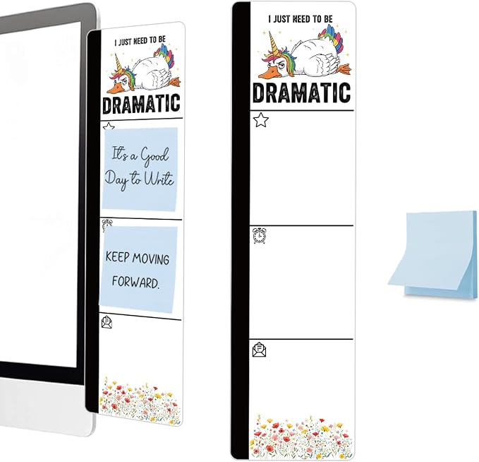 Monitor Memo Board Acrylic Sticky Note Holder Funny Unicorn Duck Office Desk Decor with 100 Self Stick Note Pads I Just Need to Be Dramatic Quote