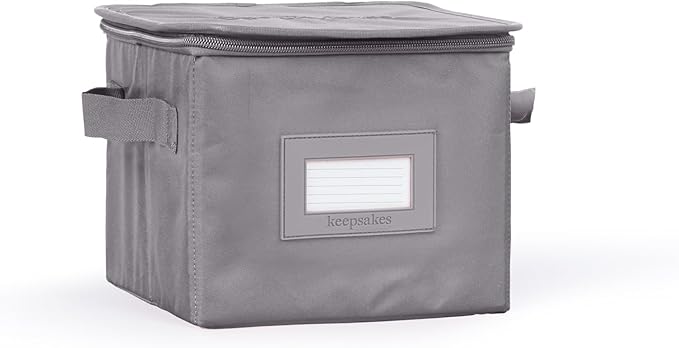 Covermates Keepsakes Zip-Top Storage Box Set, 3 Pack Heavy Duty Polyester Organizer Bins, Stackable Design, ID Window, Reinforced Handles, Closet Home Storage, Graphite