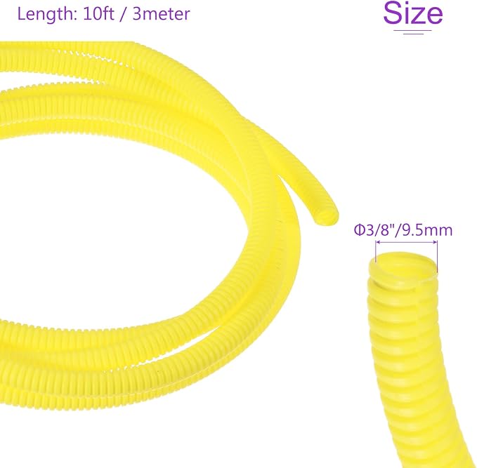 DMiotech 10ft Wire Loom Split Tubing 3/8 Inch(9.5 Mm) ID, Cord Protectors from Pet Flexible Conduit Cable Management for Office, Home, Garden, Yellow