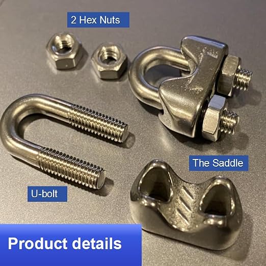30 Pcs 1/8 inch Stainless Steel Cable Clamps,Wire Rope Clamp | M3, Commercial, Industrial, and Residential Projects