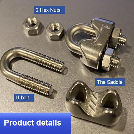 20 Pcs 1/4 inch Stainless Steel Cable Clamps,Wire Rope Clamp | M6, Commercial, Industrial, and Residential Projects