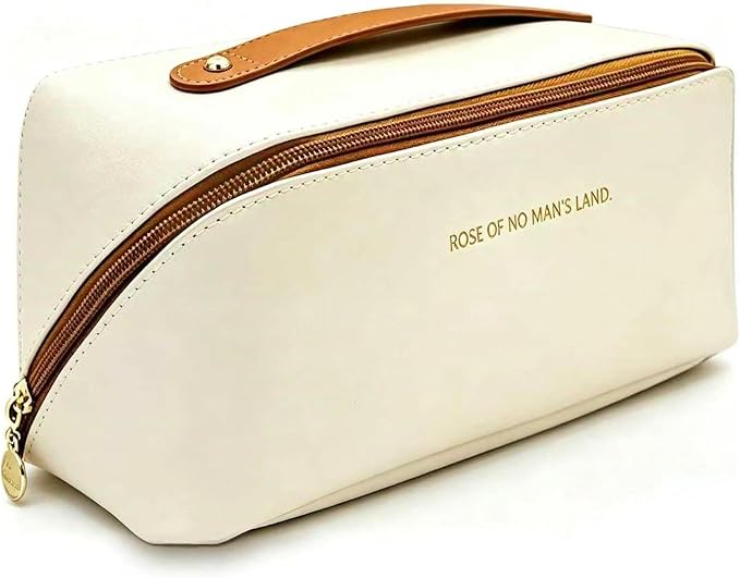 Travel Makeup Bag Women: 3-Compartment Waterproof PU Leather Cosmetic Organizer for Business Trip - Large Capacity Toiletry Pouch with 3 Pockets - On-the-Go Women 25-45