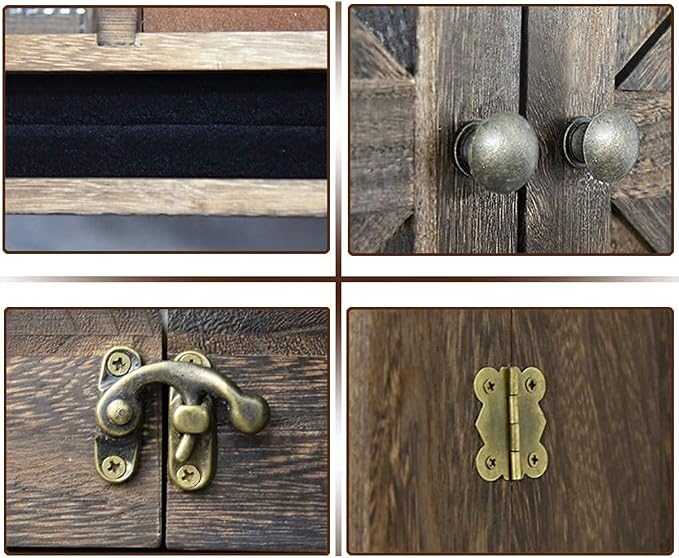 GLANT Wooden Barn Door Jewelry Organizer, Rustic Wall Mount Jewelry Storage for Necklaces, Earrings, Bracelets, Ring Holder