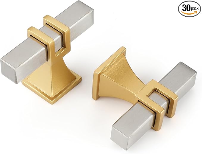 30 Pack Cabinet Knobs Brushed Nickel and Gold Dresser Drawer Knobs Silver and Gold Cabinet Knobs Kitchen Cabinet Hardware