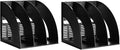 Marte Vanci 2 Pcs Magazine File Holder Book Desktop Organizer Plastic Storage Sturdy Vertical 3 Section Folder (Black)