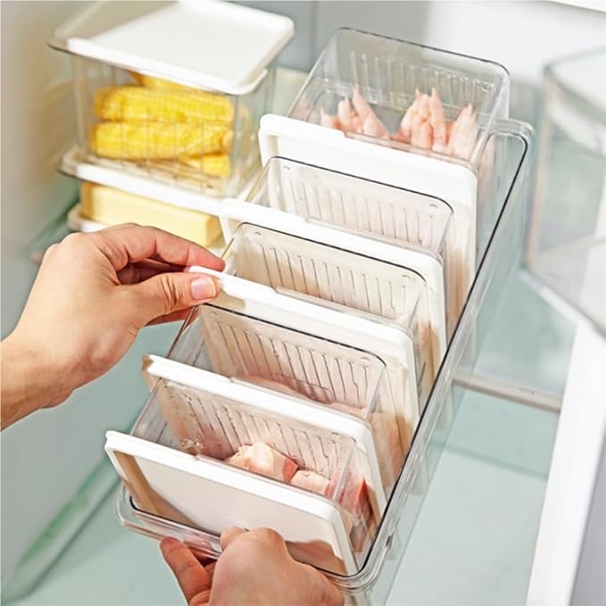 Food Storage Container Refrigerator Fresh-Keeping Storage Box Sealed Frozen Box Storage Household Portable Sub-Package Box Kitchen Refrigerator Food Organizer (Color : Clear, Size : B)
