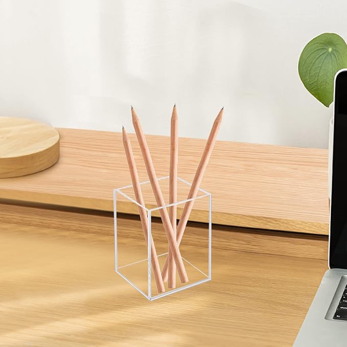 Ptaedex Acrylic Pen Holder Organizer, Clear Pencil Holder for Desk, 2 Pack | Pen Holder for Desk, Pen Cup Holder, Makeup Brush Holder, Marker Organizer Office Supplies, Desk Decor for Office Home School