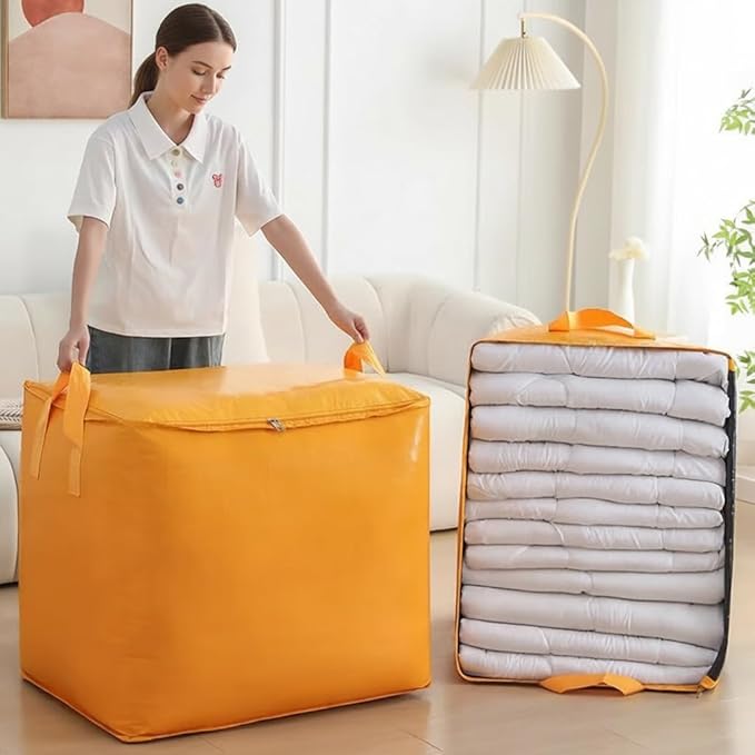 CINPIUK 2 Pack Extra Large Heavy Duty Moving Bags - Waterproof Storage Totes, Tear-Resistant Packing Bag for Moving, Storage, Seasonal Clothes, College Dorm, Traveling, 63 Gallon