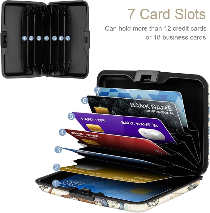 Coco Rossi Credit Card Holder RFID Aluminum Small Mini Wallet Women | Metal Wallet, Business Cards Holder, ID Case, Slim Sleeves, Womens Girls Gift, Carry Proof Wallets for Travel, Octopus