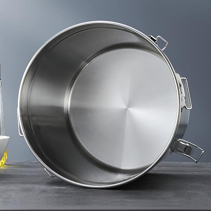 Stockpots 304 Stainless Steel Sealed Storage Bucket with Lid, Double Seal, Commercial Large-Capacity, Moisture-Proof,Leak-Proof (Size : 50cm50cm(98L)) ()