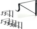 QCAA Heavy Duty Non-Adjustable Shelf Rod Bracket, 12.6" x 10.5", Powder Coated Black, Made in Taiwan, 8 Pack