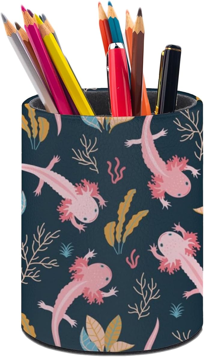 Cute Axolotl Pen Holder Pencil Cup for Desk Organizer | Cute Makeup Brush Holder PU Multifunctional Office Suppliesfor Decor Home Classroom School