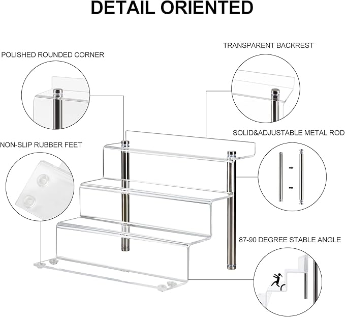 9 x 6 in Acrylic Display Risers Shelf for Pops Figures, Clear 4-Step Display Stand for Display Or Collection (small-2pack)