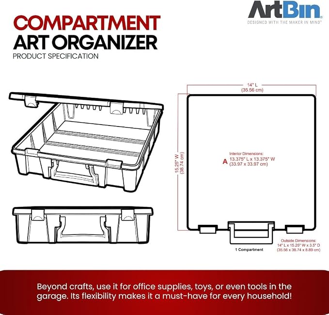 ArtBin 6955AA Super Satchel Compartment Box Clear Craft Organizer Storage Case - Aqua (Pack of 3)