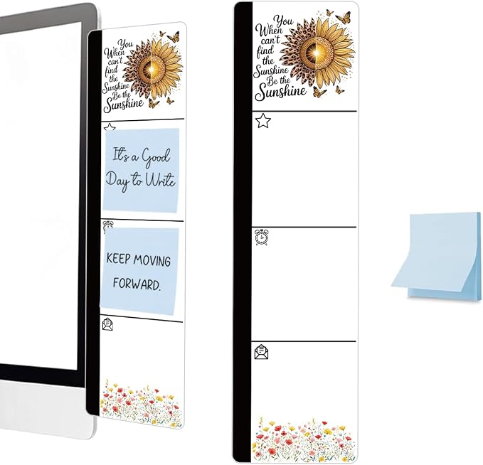 Monitor Memo Board Acrylic Sticky Note Holder Inspirational Sunflower | Office Desk Decor With 100 Self Stick Note Pads Be The Sunshine Quote