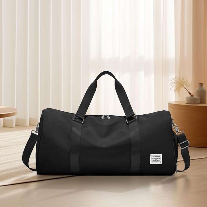 Travel Duffle Bag,Weekender Overnight Bags for Women with Shoes Compartment,Tote Gym Bag Personal Item Carry On Bag for Travel Business Trips Sport Hospital Dance Black