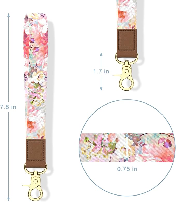 Aiawoxc Credit Card Holder, Small RFID Wallet Slim Leather Card Organizer Case with Zipper and Wristlet Strap, Watercolor Flowers