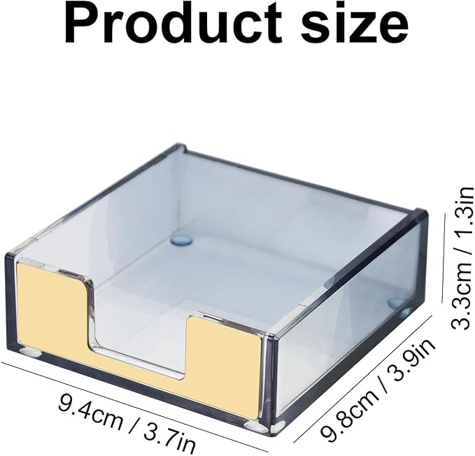 MultiBey Gradient Acrylic Sticky Note Holder Clear Post Memo Pad Dispenser | Desk Organizer Dispenser with Non-Slip Pads Desk Accessories for Office Home Decor Aesthetic Gift (Black)
