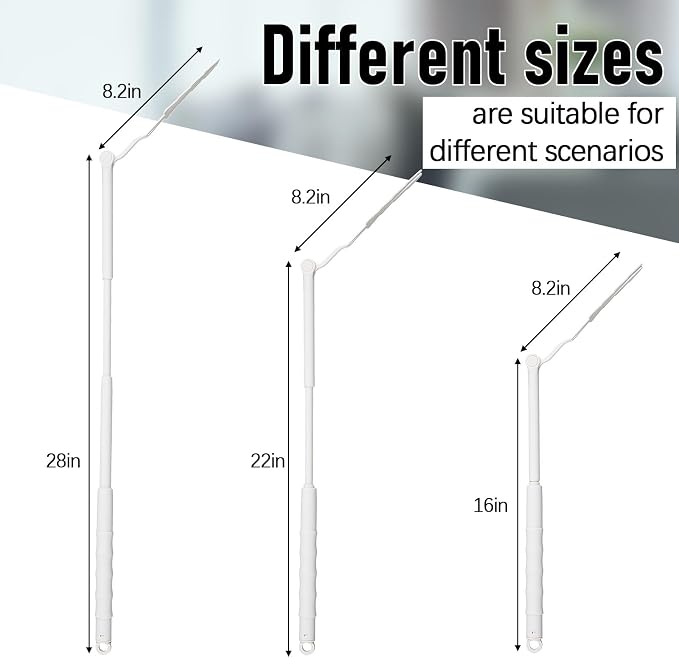 Colingmill 8 Pcs 3 ft Replacement Handles Compatible with Duster Refills, Long Extended Handle Only, Adjustable Length for Ceiling Fans, Blinds, Shelves, Windows, Foldable & Extendable (White)