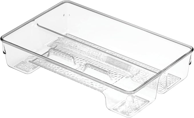 mDesign Plastic Toothbrush Holder, Storage Organizer Bin for Bathroom Vanity, Drawer, Cabinet, Closet - Holds Electric Spin Toothbrush, Toothpaste, Dental Floss Picks, Teeth Whitening Strips - Clear