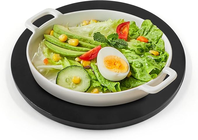 Jersvims 8 Inch Acrylic Turntable Platter, Black, 2Pcs | Round Rotating Plate, For Kitchen Pantry Cabinet Desk, Turntable Organizer, Spice Cake Cookie Decorating