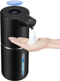 Automatic Foam Soap Dispenser Touchless | USB Rechargeable Smart Hand Soap Dispenser, 4-Level Adjustable, 12oz Wall Mounted for Bathroom Kitchen(Black Foam)