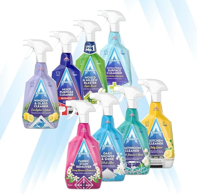 Astonish Apple Burst Household Cleaner - Shower Curtain, Shower Door, Bathroom Tiles - Hard Water Stains, Rust & Calcium Bathroom Cleaner - No Scrub, Cruelty Free Cleaning Supplies, 750ml Spray Bottle