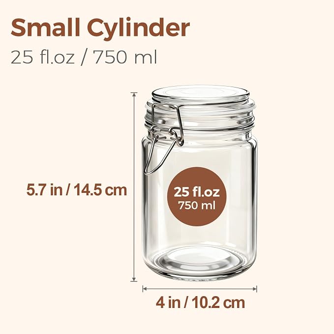 ComSaf 25 oz Glass Jars with Airtight Lids 6 Pack Pantry Coffee Canisters | Meal prep salads, Overnight oats, Preserving canning, Sourdough pickling, Pantry organization, Pickling fermenting, Snacks