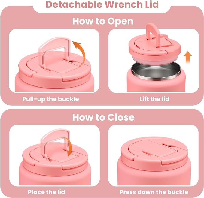 Itslife 13.5oz Vacuum Insulated Soup Thermo for Hot Food, Kids Lunch Container with Leakproof Buckle Lid, Wide Mouth Stainless Steel Food Jar with Spoon