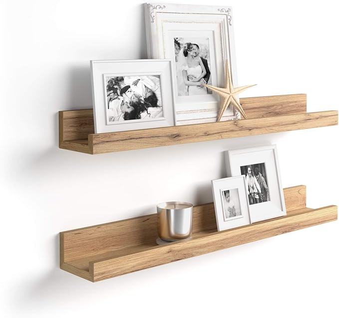 Mobili Fiver, Set of 2 First Picture Shelves, 31.49 in, Rustic Oak, Made in Italy