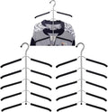 3 Pack 5 in 1 Hangers Blouse Tree Hangers Non Slip Space Saving Clothes Hanger Multi-Layer Clothes Hanger Stainless Steel Sweater Shirt Hanger Closet Storage Organizer(Black)