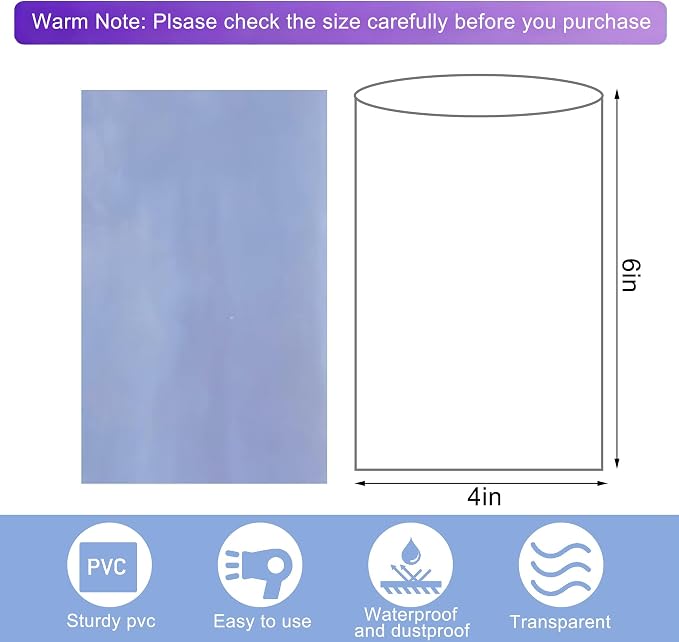 Shrink Wrap Bags, 400Pcs 4x 6 Inches Clear PVC Heat Seal Bags Film for Soap Sleeve Packaging, Bath Bomb,Jars,Gift,Tumbler for Homemade DIY Projects