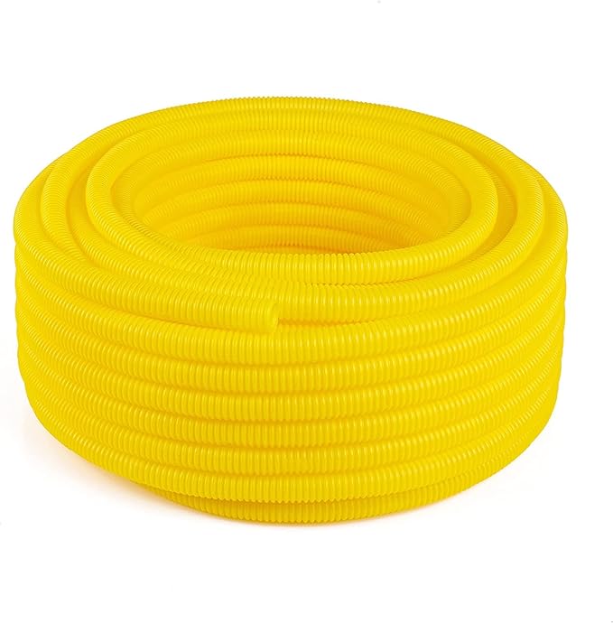 Flexible Polyethylene HDPE Non-Split Corrugated Wire Loom Tubing (Yellow, 1" Dia. x 100 ft)