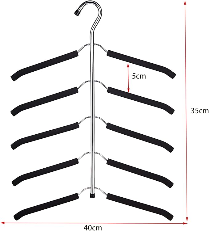 3 Pack 5 in 1 Hangers Blouse Tree Hangers Non Slip Space Saving Clothes Hanger Multi-Layer Clothes Hanger Stainless Steel Sweater Shirt Hanger Closet Storage Organizer(Black)