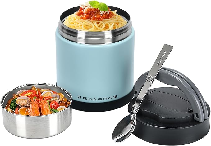 Thermo for Hot Food 33.8OZ, Vacuum Insulated Food Jar for Adults, Stainless Steel Soup Thermo Wide Mouth Leakproof Lunch Containers with Spoon for School Office