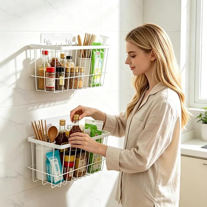 Over the Cabinet Door Organizer 2 Pack, Self Adhesive cabinet door organizer Pantry Door Organizer, Inside Cabinet Storage, Cutting Board Organizer Wall Mounted, Home Organization