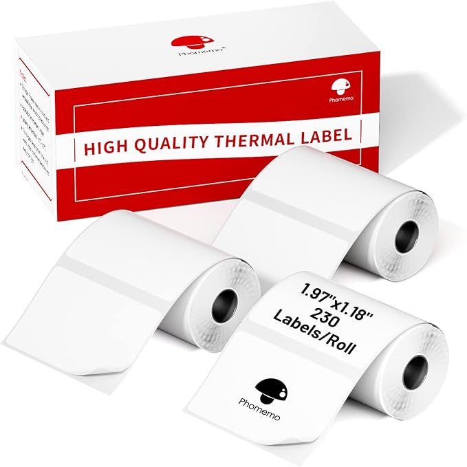 Phomemo Labels- 3 Rolls M110/M220/M221/M120/M200 Thermal Paper 1.97"x1.18"(50x30mm)- M110 Label Multipurpose Square Self-Adhesive Paper for Product Tag, Barcode, Address Label,Total of 690 PCS
