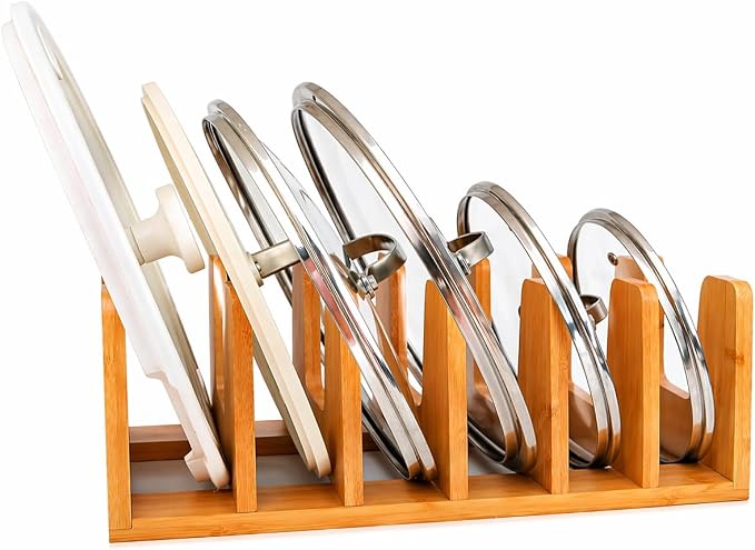 Pot Organizers Inside Cabinet – Pot Lid & Plate Rack for Cabinet, Multi-Use Storage for Lid Organizer Inside Cabinet - Cutting Boards, Baking Sheets & Trays - Fits Under Cabinet or Drawer
