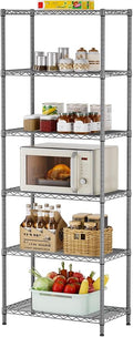 SINGAYE 6 Metal Shelves Wire Shelving Storage Shelf Adjustable Unit Pantry | 6 Tier Kitchen Laundry Room Organization Home Pantry Closet Bathroom Organizers Garage Rack 14" D x 24" W x 72" H Gray