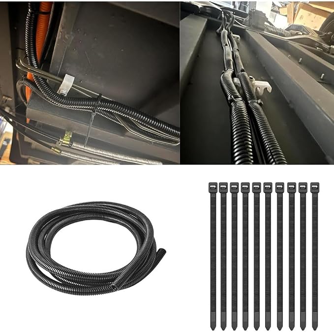 Black 1/2" inch Split Wire Loom Tubing,Alex Tech 32.8ft