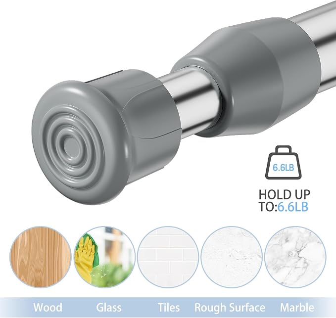 AIZESI Spring Tension Curtain Rod Short Tension Rod (Silver,27" to 37"-2Pcs)