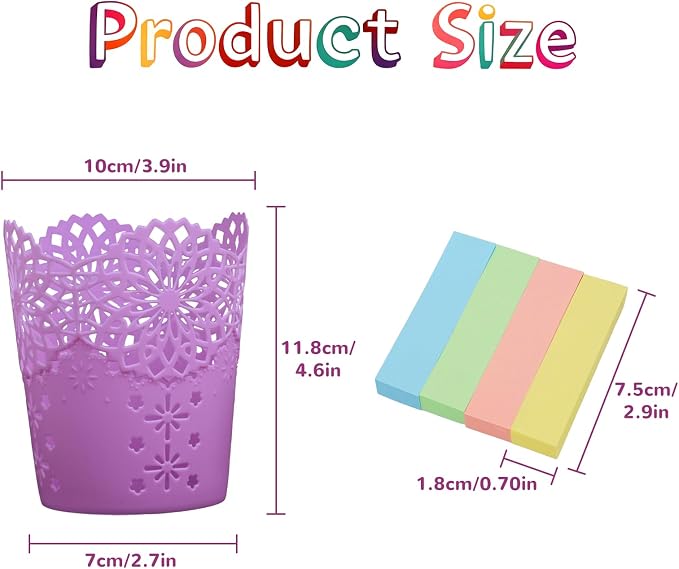10Pack Pen Holder for Desk Pen Cup Pencil Holder for Classroom Pencil Cup Office Desk Organizers Accessories Makeup Brush Organizer with 400 Pcs Sticky Notes for Office School Home Crafts Supplies
